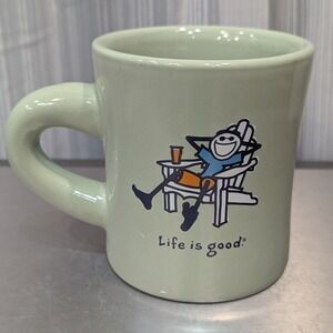 Life is Good Jake Adirondack Chair Sage Green Ceramic Diner Style 12oz Quote Cup